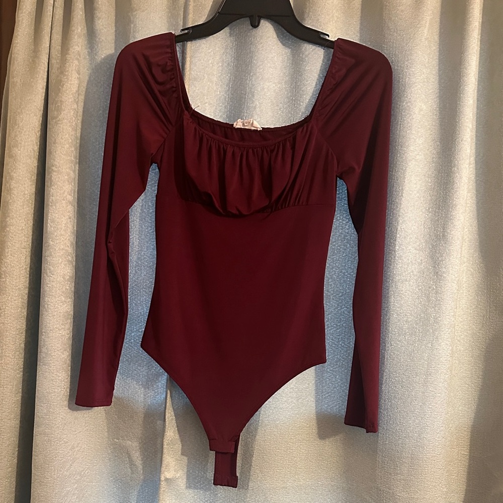 Burgundy Long Sleeve Bodysuit